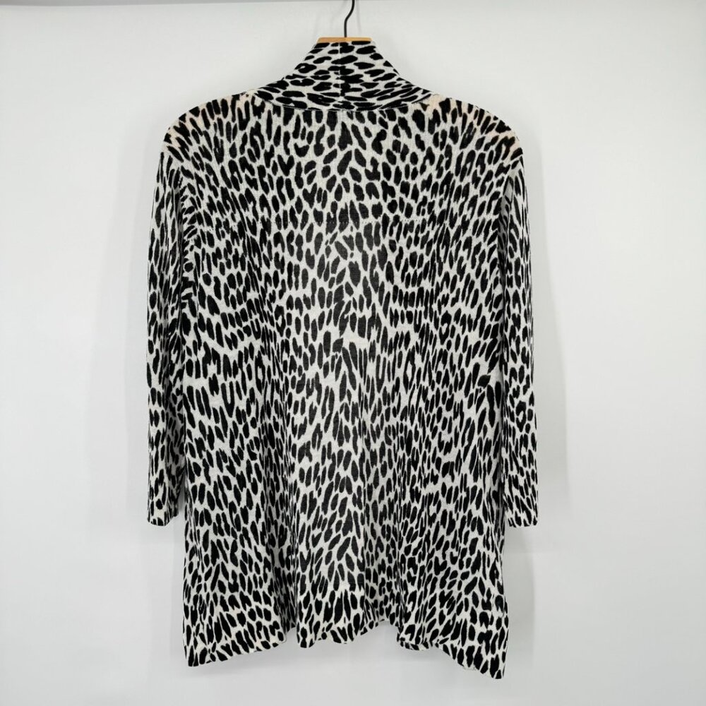 Etoile Leopard Print Open Front Cardigan Sweater black linen blend size medium - Picture 9 of 10
